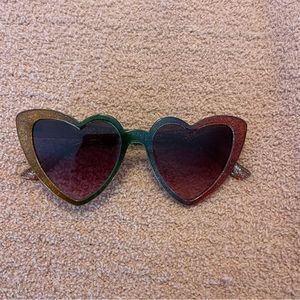 Rainbow Glitter Heart Sunglasses